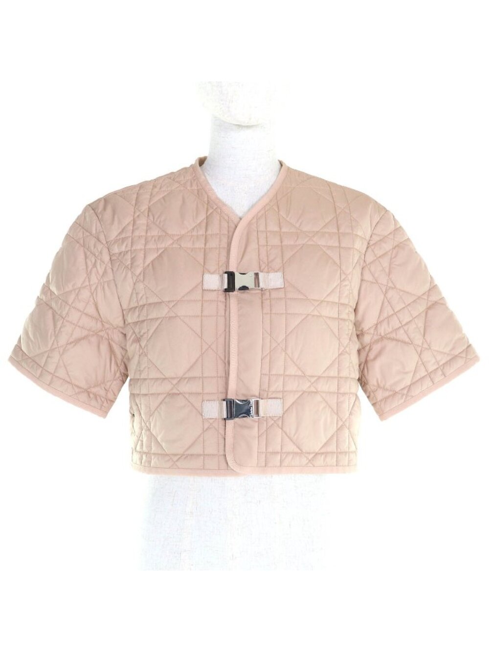 Dior Cannage Logo Embroidery Quilted Cropped Short Sleeve Jacket 38